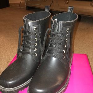Black rain boots